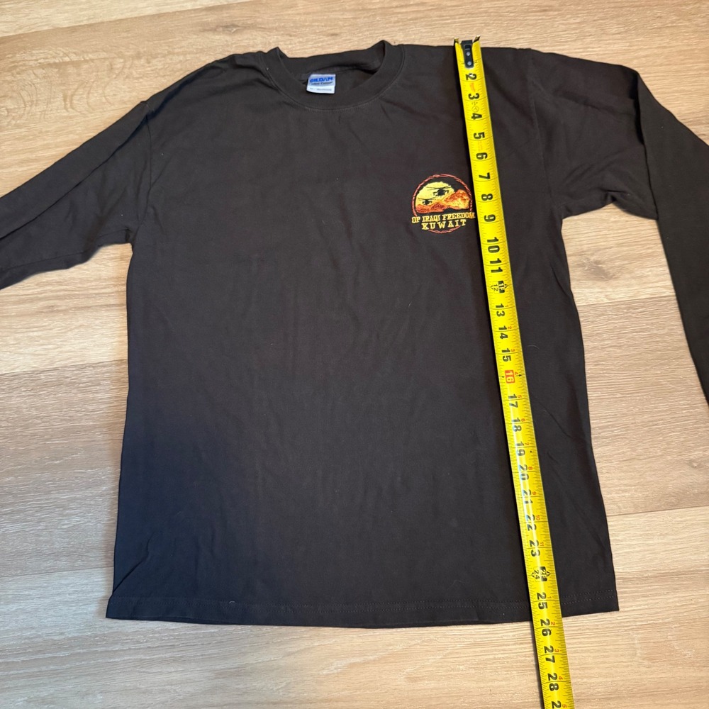Gildan Operation Iraqi‎ Freedom Kuwait Embroidered Long Sleeve T-Shirt Brown M - Picture 4 of 7